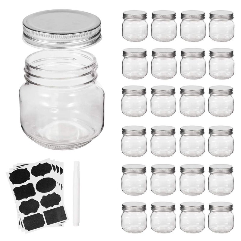 Accguan Mason Jars, glass jar 8OZ With Regular Lids and Bands(Silver), Ideal for Jam,Honey,Wedding Favors,Shower Favors, 24 PACK - Image 1
